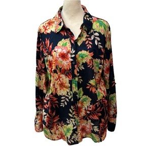 Talbots floral button down top in cotton. Size XLP. VGUC